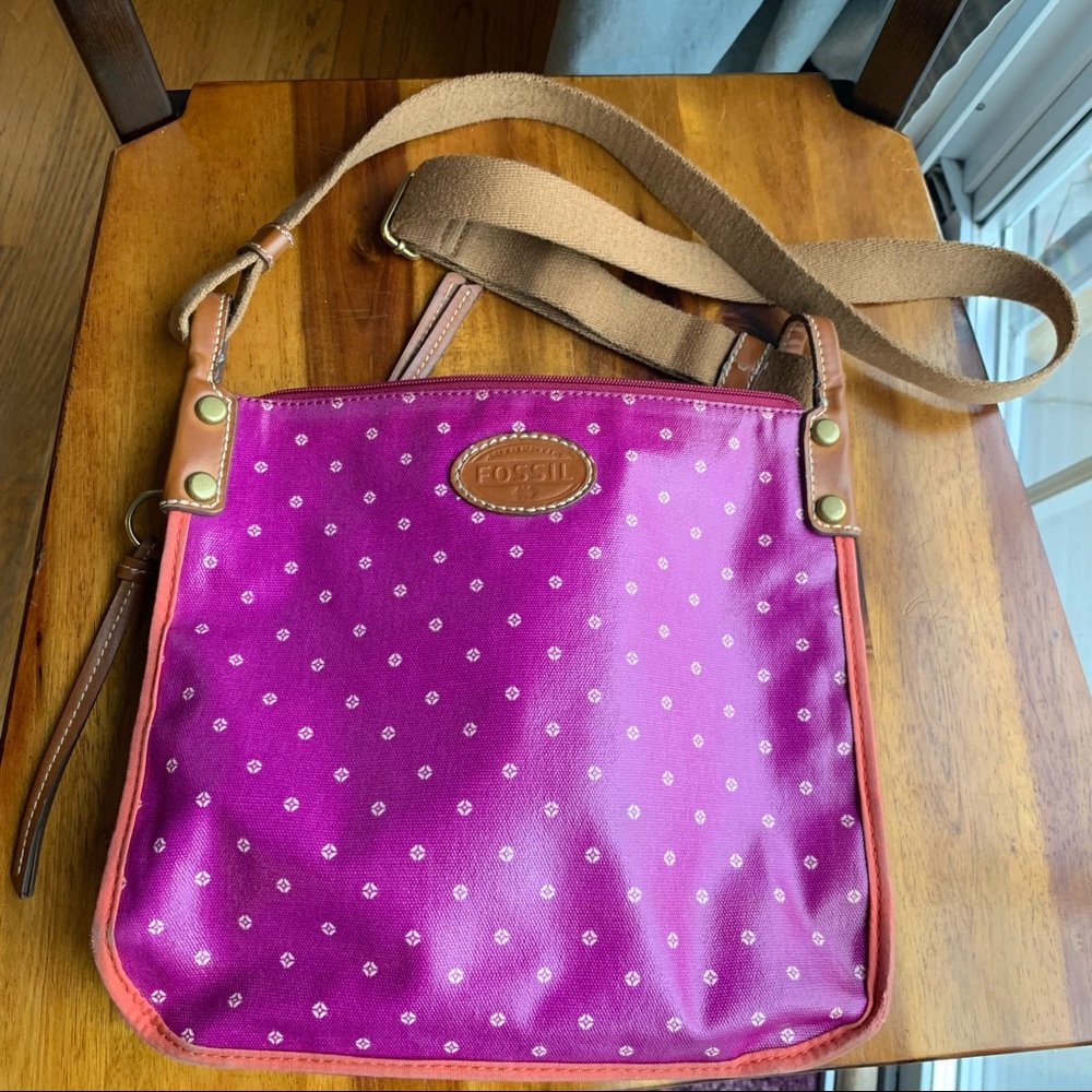 Fossil coated canvas crossbody